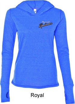 Ladies Dodge Plymouth Roadrunner Pocket Print Tri Blend Hoodie Shirt