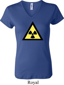 Ladies Fallout Shirt Radioactive Triangle V-neck Tee T-Shirt