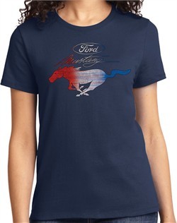 Ladies Ford Tee Mustang Red White and Blue T-shirt