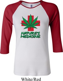 Ladies Funny Shirt Natures Medicine Raglan Tee T-Shirt