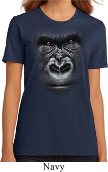Ladies Gorilla Shirt Big Gorilla Face Organic T-Shirt