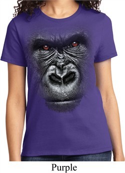 Ladies Gorilla Shirt Big Gorilla Face Tee T-Shirt