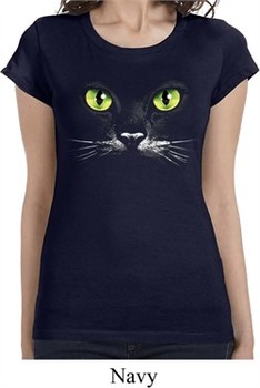 Ladies Halloween Shirt Black Cat Longer Length Tee T-Shirt