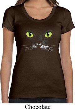Ladies Halloween Shirt Black Cat Scoop Neck Tee T-Shirt