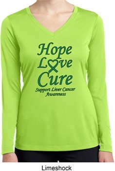 Ladies Liver Cancer Hope Love Cure Dry Wicking Long Sleeve