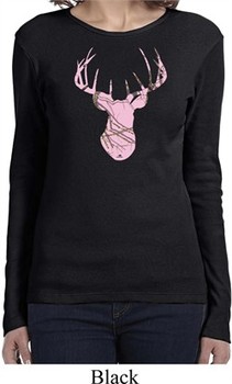 Ladies Mossy Oak Pink Camo Deer Long Sleeve Shirt