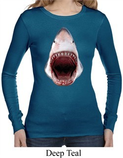 Ladies Shark Shirt 3D Shark Long Sleeve Thermal Tee T-Shirt