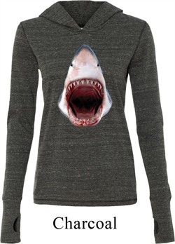 Ladies Shark Shirt 3D Shark Tri Blend Hoodie Tee T-Shirt