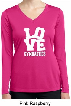 Ladies Shirt Love Gymnastics Dry Wicking Long Sleeve Tee T-Shirt
