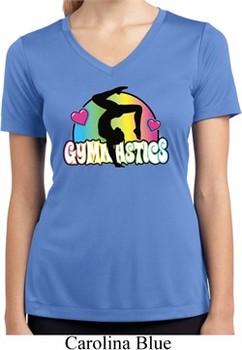 Ladies Shirt Neon Gymnastics Moisture Wicking V-neck Tee