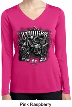 Ladies Shirt Stooges Bike Week Dry Wicking Long Sleeve Tee T-Shirt