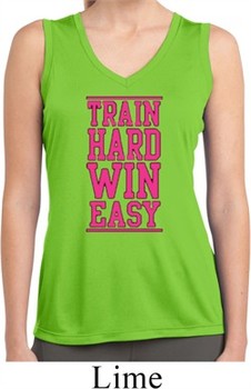 Ladies Shirt Train Hard Win Easy Sleeveless Moisture Wicking T-Shirt