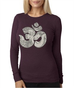 Ladies Yoga Shirt Ganesha OM Long Sleeve Thermal Tee T-Shirt