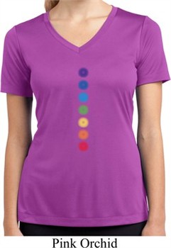 Ladies Yoga Shirt Glowing Chakras Moisture Wicking V-neck Tee T-Shirt