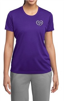 Ladies Yoga Shirt OM Heart Pocket Print Moisture Wicking Tee T-Shirt