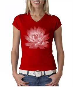 Ladies Yoga T-shirt Lotus Flower V-Neck Shirt