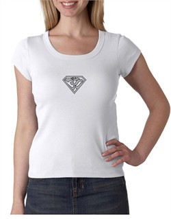 Ladies Yoga T-Shirt Super OM Small Print Scoop Neck Shirt