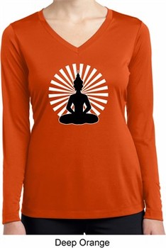 Ladies Yoga Tee Meditating Buddha Dry Wicking Long Sleeve