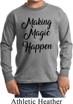 Making Magic Happen Black Print Kids Long Sleeve Shirt