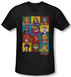 Masters Of The Universe Shirt Juniors V Neck Character Heads Black Tee T-Shirt
