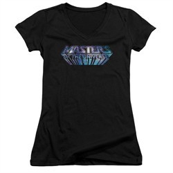 Masters Of The Universe Shirt Juniors V Neck Space Logo Black Tee T-Shirt