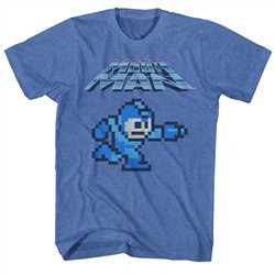 Mega Man Shirt Gunner Heather Blue T-Shirt