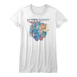 Mega Man Shirt Juniors Collage White T-Shirt