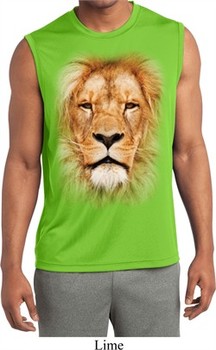 Mens Big Lion Face Sleeveless Moisture Wicking Tee T-Shirt