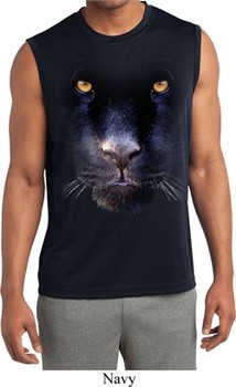 Mens Big Panther Face Sleeveless Moisture Wicking Tee T-Shirt
