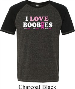 Mens Breast Cancer Shirt I Love Boobies Tri Blend Tee T-Shirt