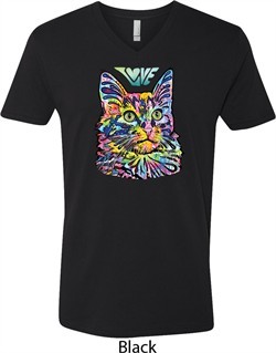 Mens Cat Tee Love Cat V-neck Shirt