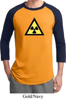 Mens Fallout Shirt Radioactive Triangle Raglan Tee T-Shirt