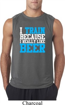 Mens Fitness Shirt I Train For Beer Sleeveless Tee T-Shirt