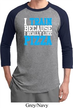 Mens Fitness Shirt I Train For Pizza Raglan Tee T-Shirt