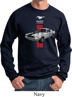 Mens Ford Sweatshirt Red Stripe Mustang 50 Years Sweat Shirt