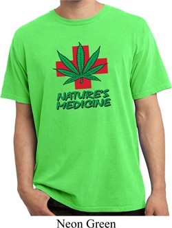 Mens Funny Shirt Natures Medicine Pigment Dyed Tee T-Shirt