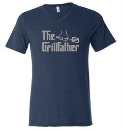 Mens Funny Shirt The Grill Father Tri Blend V-neck Tee T-Shirt