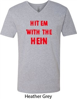 Mens Funny Tee Hit em with the Hein V-neck Shirt