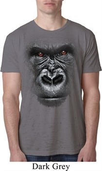 Mens Gorilla Shirt Big Gorilla Face Burnout T-Shirt