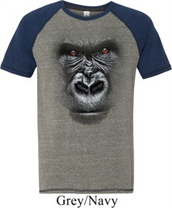 Mens Gorilla Shirt Big Gorilla Face Tri Blend T-Shirt