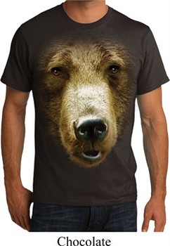 Mens Grizzly Bear Shirt Big Grizzly Bear Face Organic T-Shirt