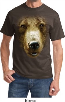 Mens Grizzly Bear Shirt Big Grizzly Bear Face Tee T-Shirt