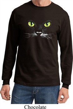 Mens Halloween Shirt Black Cat Long Sleeve Tee T-Shirt