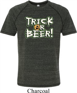 Mens Halloween Shirt Trick Or Beer Tri Blend Tee T-Shirt
