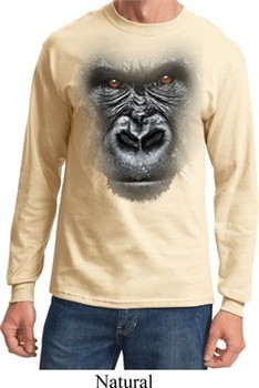 Mens Shirt Big Gorilla Face Long Sleeve Tee T-Shirt