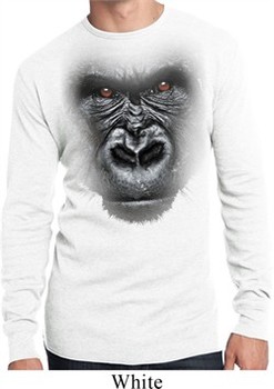 Mens Shirt Big Gorilla Face Long Sleeve Thermal Tee T-Shirt