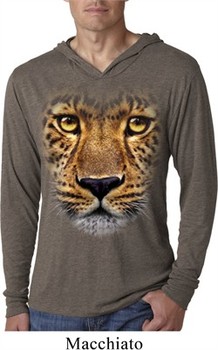 Mens Shirt Big Leopard Face Lightweight Hoodie Tee T-Shirt