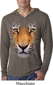 Mens Shirt Big Tiger Face Lightweight Hoodie Tee T-Shirt