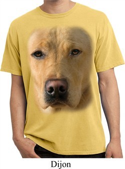 Mens Shirt Big Yellow Lab Face Pigment Dyed Tee T-Shirt