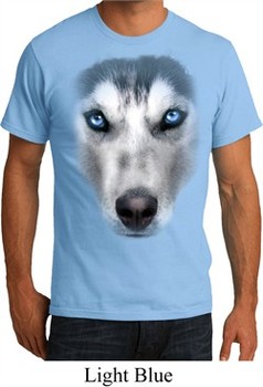 Mens Siberian Husky Shirt Big Siberian Husky Face Organic T-Shirt